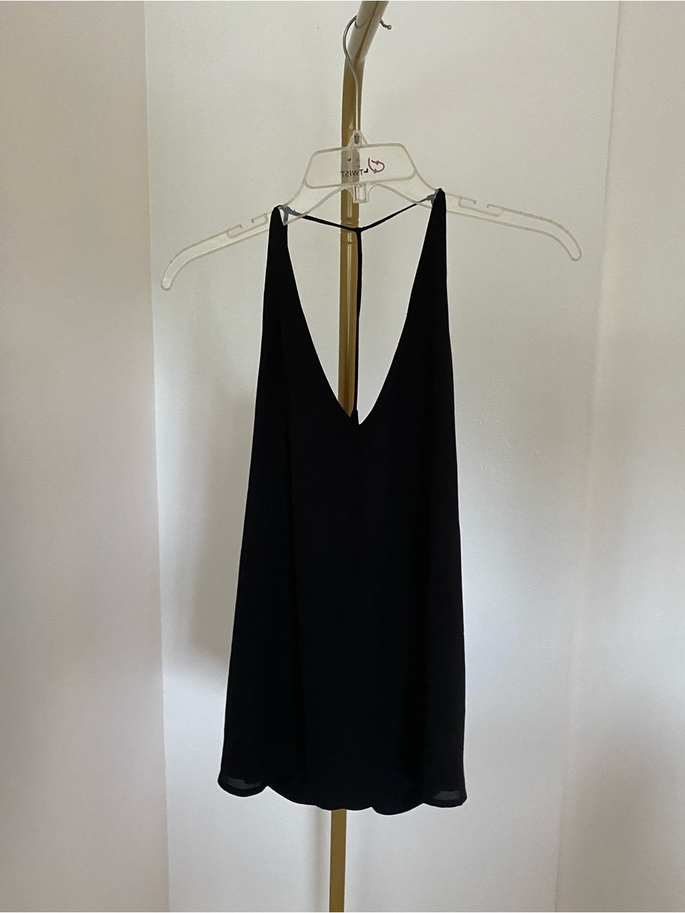 Twist Black Draped Open-Side Racerback Tank Top - Picture 2 of 12